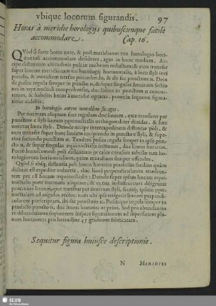Horas a meridie horologiis quibuscunque facile accomodare. Cap. 16