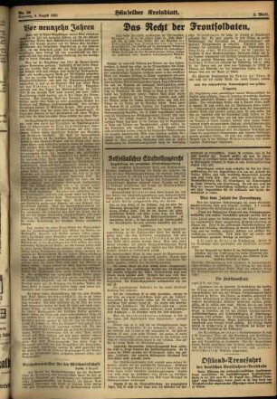 Zweite Ausgabe vom Samstag, den 05. August 1933.