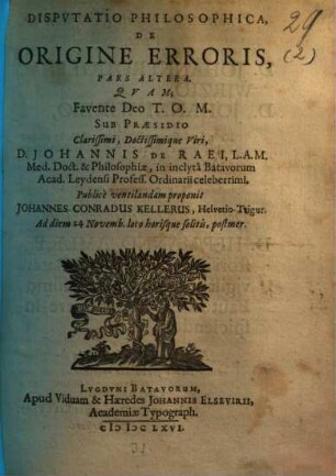 Disputatio Philosophica De Origine Erroris, 2