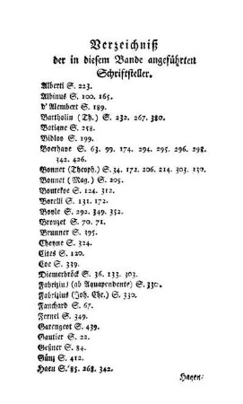 Verzeichniß der in diesem Bande angeführten Schriftsteller