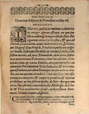 Tractatio synoptica, de iure aurigarum circa successiones : annexa Mantißa, ad illustrationem Iur. Provinc. Würtemberg. in Part. II. Tit. 32