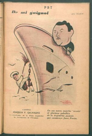 Capitán Joaquín P. Galvagno, administrador de la Flota Argentina de Navegación de Ultramar - [Caricatura] : De mi guignol