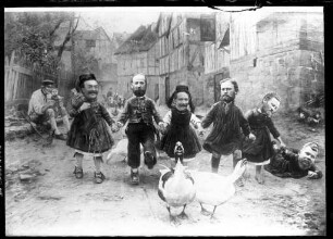 Fotomontage eines Genregemäldes