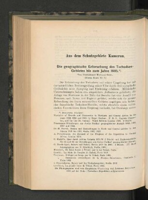 Die geographische Erforschung des Tschadsee-Gebietes bis zum Jahre 1905.