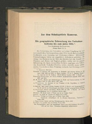 Die geographische Erforschung des Tschadsee-Gebietes bis zum Jahre 1905.
