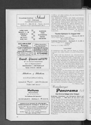 Theater-Spielplan für August 1982