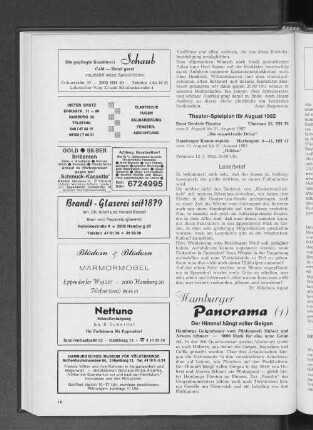 Theater-Spielplan für August 1982
