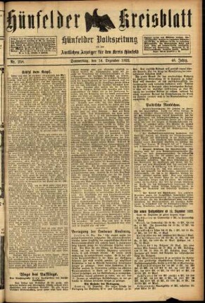 Ausgabe vom Donnerstag, den 14. Dezember 1922.