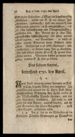 Das siebente Kapitel, betreffend 1750. den April