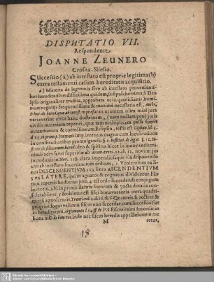 Disputatio VII. Respondente Joanne Zeunero