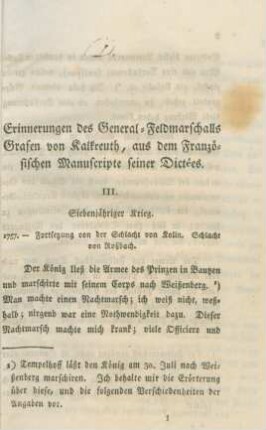 III. Siebenjähriger Krieg 1757 Fortsetzung von der Schlacht von Kolin. Schlacht von Roßbach