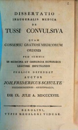 Diss. inaug. med. de tussi convulsiva