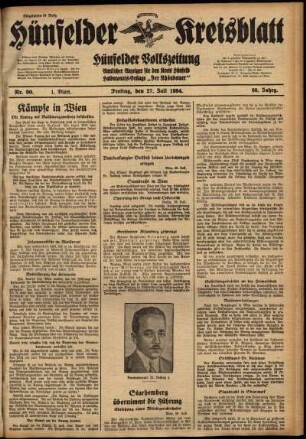 Erste Ausgabe vom Freitag, den 27. Juli 1934.