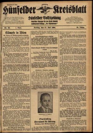 Erste Ausgabe vom Freitag, den 27. Juli 1934.