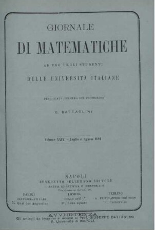 Volume XXIX. - Luglio e Agosto 1891.