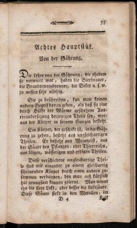 Achtes Hauptstük. Von der Gährung.