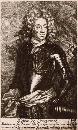 Menno Baron van Coehoorn : Bernigeroth, Martin: Bildnis des Artilleriegenerals Menno Baron van Coehoorn (1641-1704). Kupferstich. Dresden: Kupferstich-Kabinett