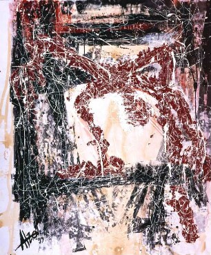 Blatt 280: ohne Titel : Grafik in Hell-dunkel, Grau Rötlich Schwarz