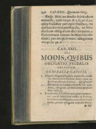 Cap. XXII. De Modis, Quibus Obligatio Feudalis Solvitur.