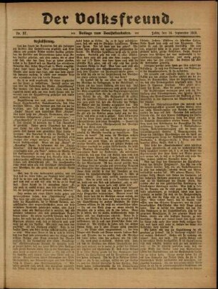 Zweite Ausgabe vom Sonntag, den 14. September 1919.