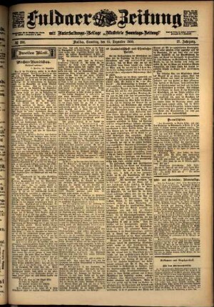 Zweite Ausgabe vom Samstag, den 15. Dezember 1900.