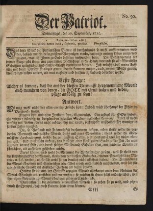 No. 90. Donnserstags, den 20. September, 1725
