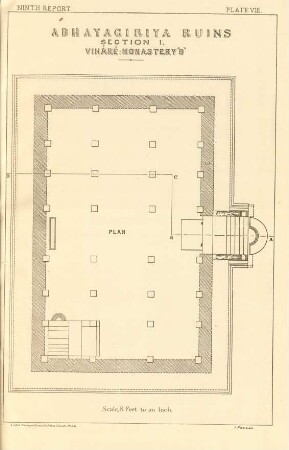 Plate VIII. Abhayagiriya ruins. Section I. Viháré: Monastery "B"