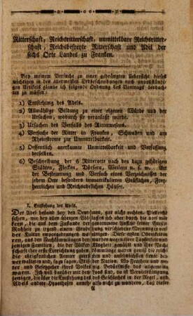 Versuch einer Historisch-Topographisch-Statistischen Beschreibung der unmittelbaren Freyen Reichs-Ritterschaft in Franken nach seinen sechs Orten