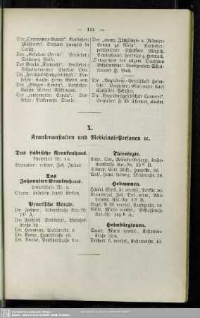 X. Krankenanstalten und Medicinal-Personen etc.