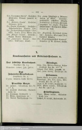 X. Krankenanstalten und Medicinal-Personen etc.