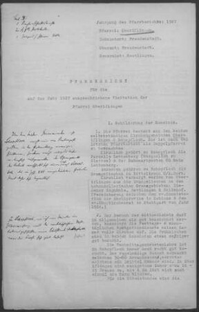 Oberiflingen-Schopfloch: Pfarrbericht 1927