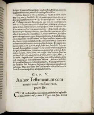 Cap. V. An hoc Testamentum communi consuetudine receptum sit?