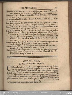 Caput XXX. De Veritate Religionis Christianae