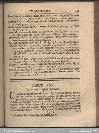 Caput XXX. De Veritate Religionis Christianae