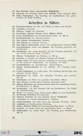 Arbeiten in Silber (Nr. 498-566)