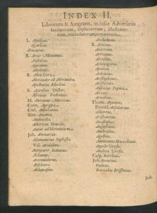 Index II. Librorum & Autorum