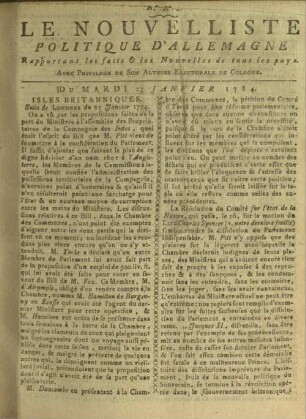 Le nouvelliste politique d'Allemagne. 1780-1787