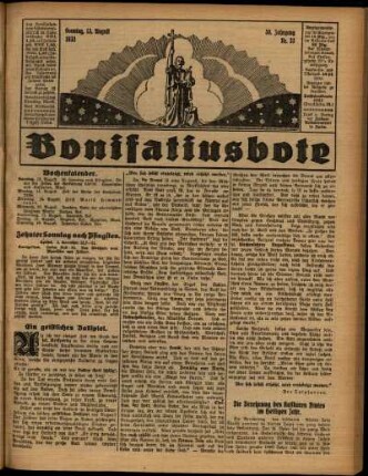 Erste Ausgabe vom Sonntag, den 13. August 1933.