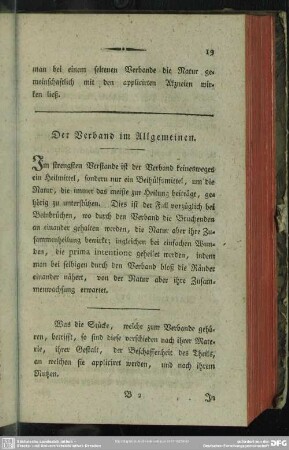 Der Verband im Allgemeinen