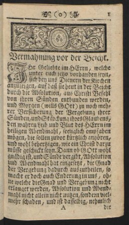 Vermahnung vor der Beicht