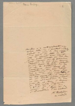 Alexander von Humboldt (1769 - 1859) Autographen: Briefe von Alexander von Humboldt an verschiedene Adressaten - BSB Autogr.Cim. Humboldt, Alexander von, 18. Alexander von Humboldt (1769 - 1859) Autographen: Brief von Alexander von Humboldt an Jules Mohl - BSB Autogr.Cim. Humboldt, Alexander von.18