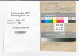Entnazifizierung Heinrich Hoeffken , geb. 30.01.1890 (Angestellter)