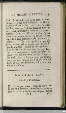 Lettre XXIX. Mardi à Vinchester