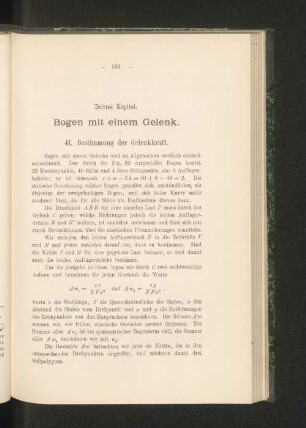 Drittes Kapitel. Bogen mit einem Gelenk.