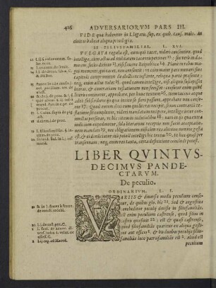 Liber quintusdecimus Pandectarum. De peculio.