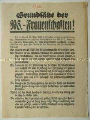 Grundsatzschrift über die NS-Frauenschaften