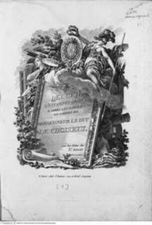 Recueil d'estampes gravées d'apres les tableaux du Cabinet de Monseigneur Le Duc de Choiseul, Paris 1771, Titelblatt