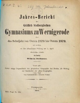 Jahresbericht. 1878/79