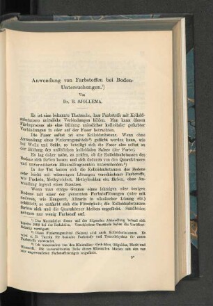Anwendung von Farbstoffen bei Boden-Untersuchungen.