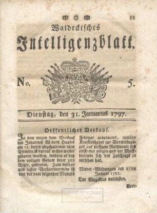 No. 5, Dienstag, den 31. Januarius 1797